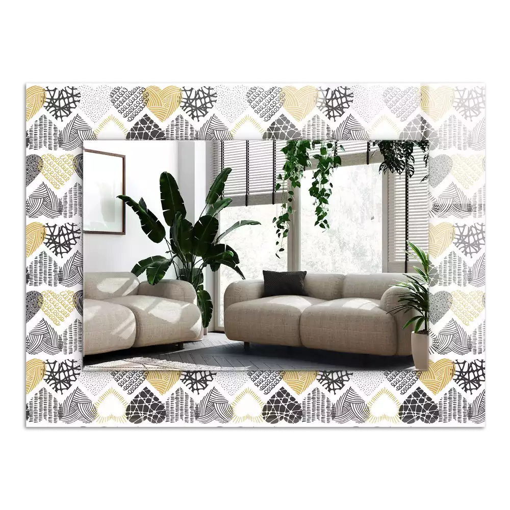 Bedrukte rechthoekige spiegel Kleurrijke harten