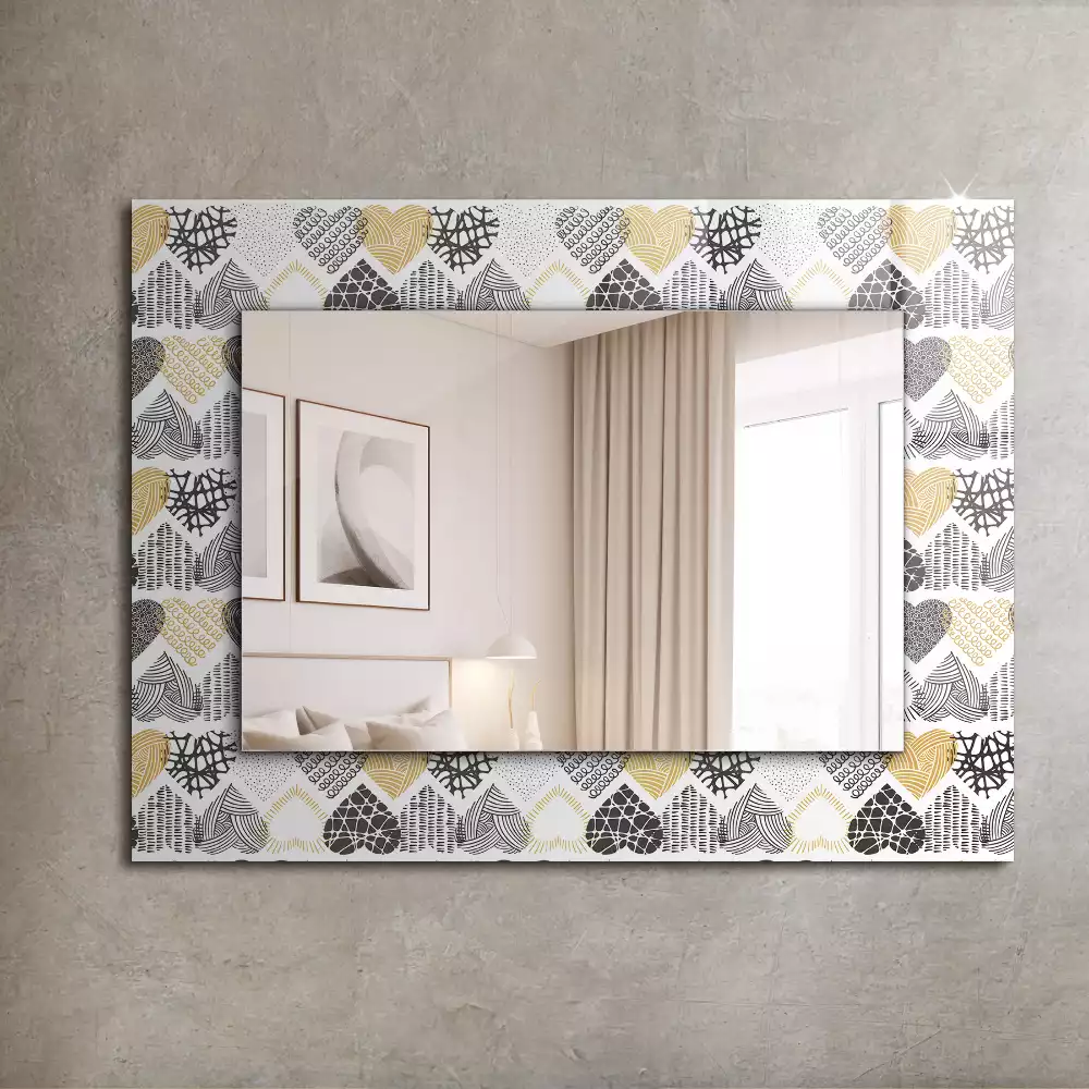 Bedrukte rechthoekige spiegel Kleurrijke harten