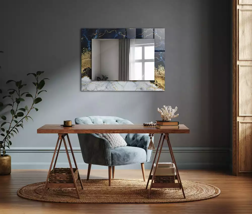 Rechthoekige spiegel met decoratie Marmeren abstractie