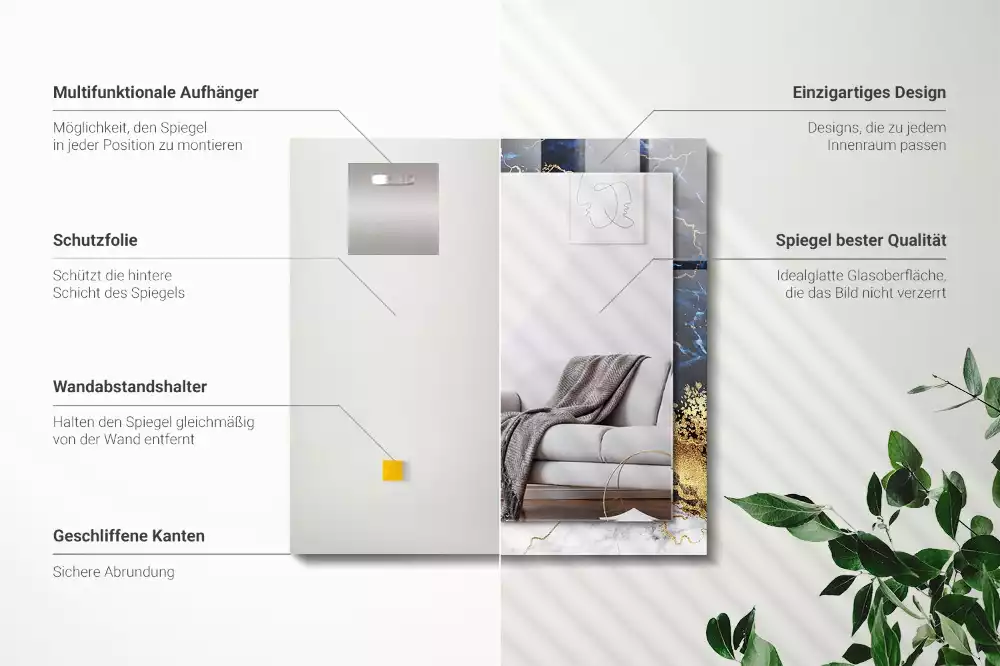 Rechthoekige spiegel met decoratie Marmeren abstractie