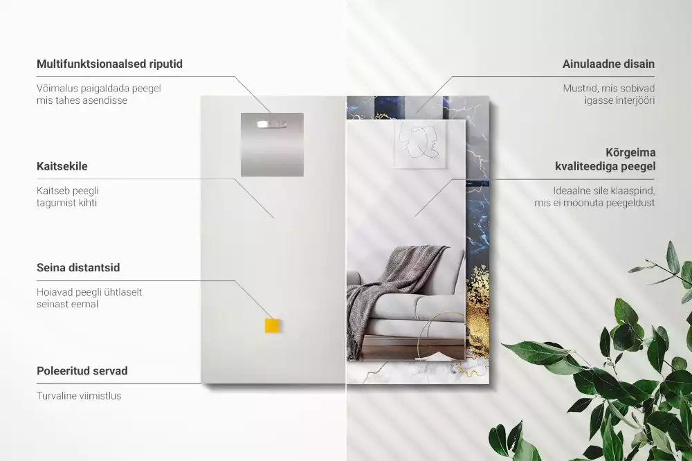 Rechthoekige spiegel met decoratie Marmeren abstractie