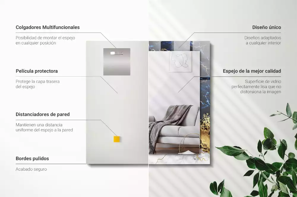 Rechthoekige spiegel met decoratie Marmeren abstractie