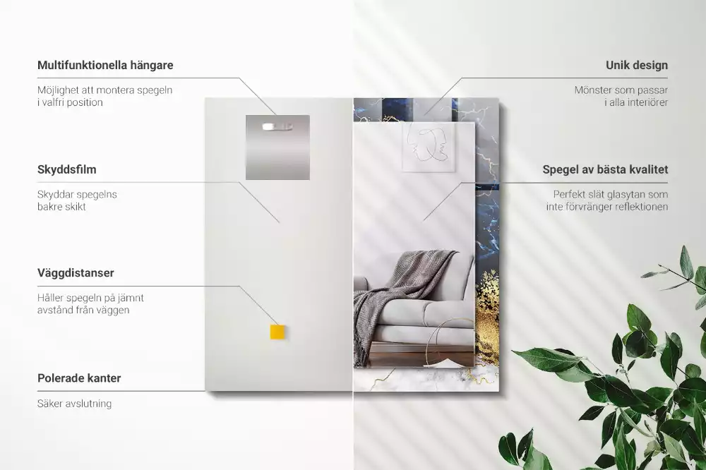 Rechthoekige spiegel met decoratie Marmeren abstractie