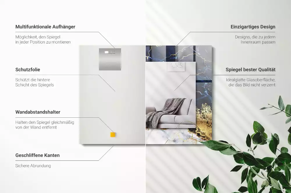 Rechthoekige spiegel met decoratie Marmeren abstractie