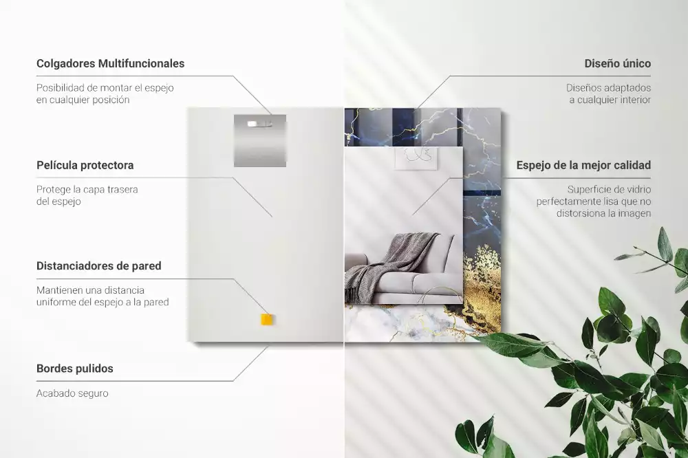 Rechthoekige spiegel met decoratie Marmeren abstractie