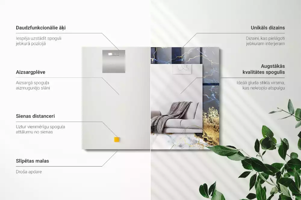 Rechthoekige spiegel met decoratie Marmeren abstractie