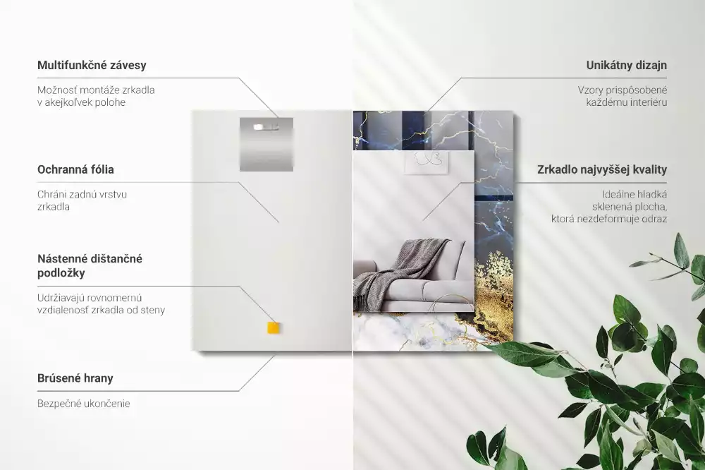 Rechthoekige spiegel met decoratie Marmeren abstractie