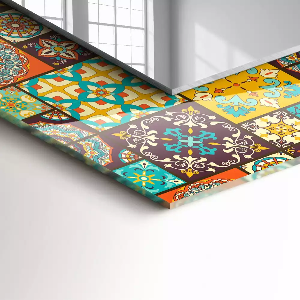 Rechthoekige spiegel met decoratie Kleurrijke mozaïektegels