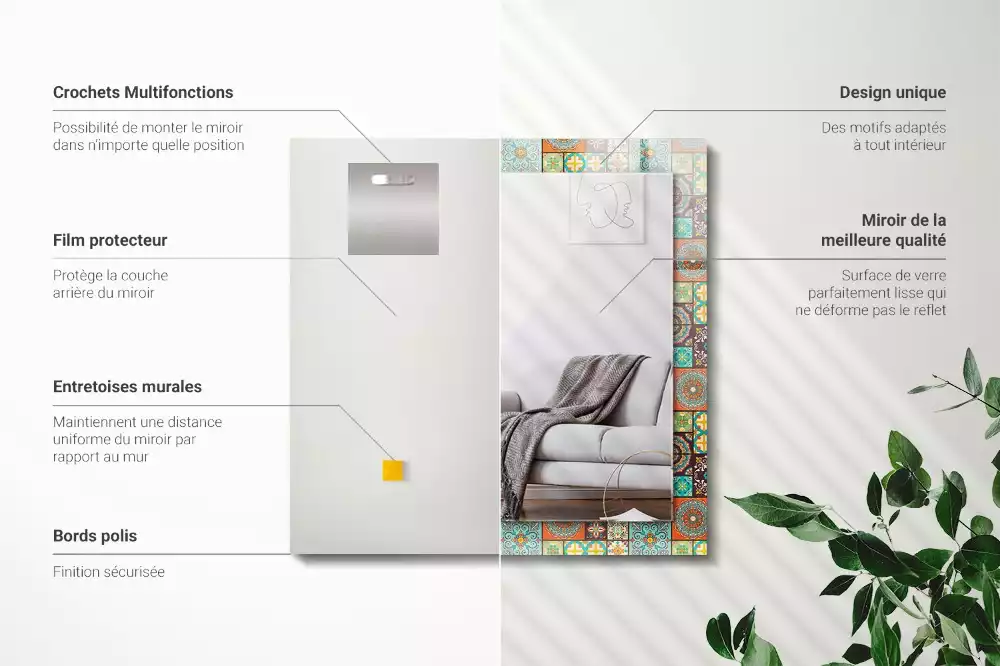 Rechthoekige spiegel met decoratie Kleurrijke mozaïektegels