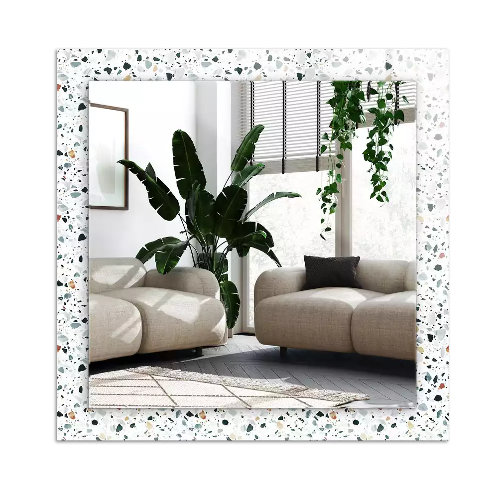 Rechthoekige spiegel lijst met print Terrazzo mozaïekpatroon
