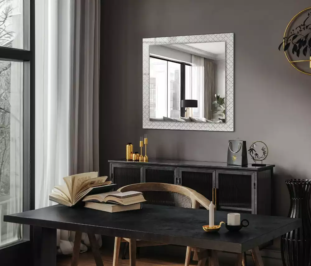 Bedrukte rechthoekige spiegel Geruite patroonlijnen