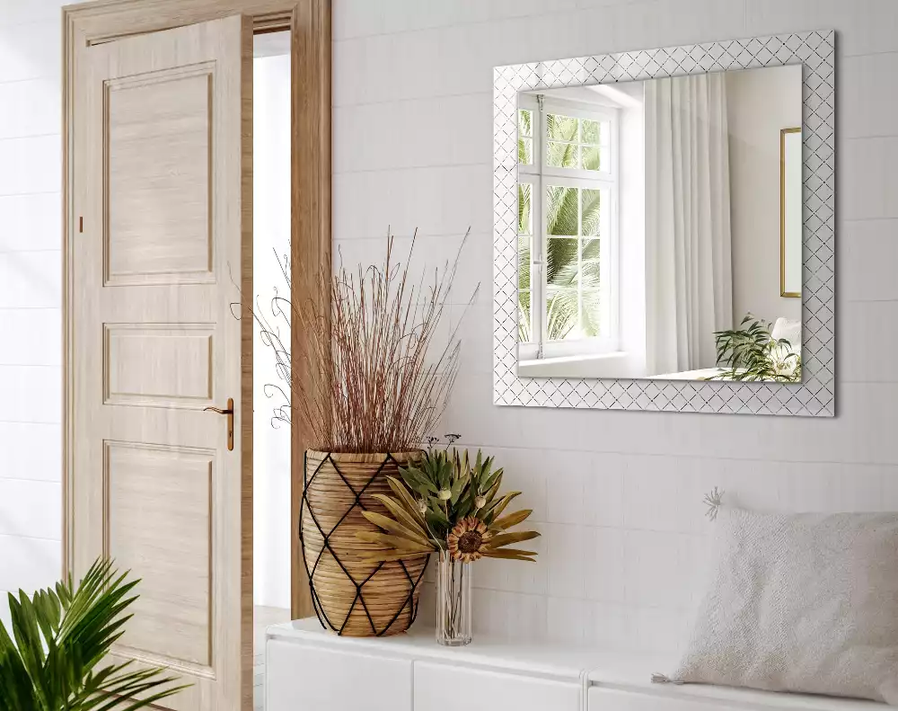 Bedrukte rechthoekige spiegel Geruite patroonlijnen