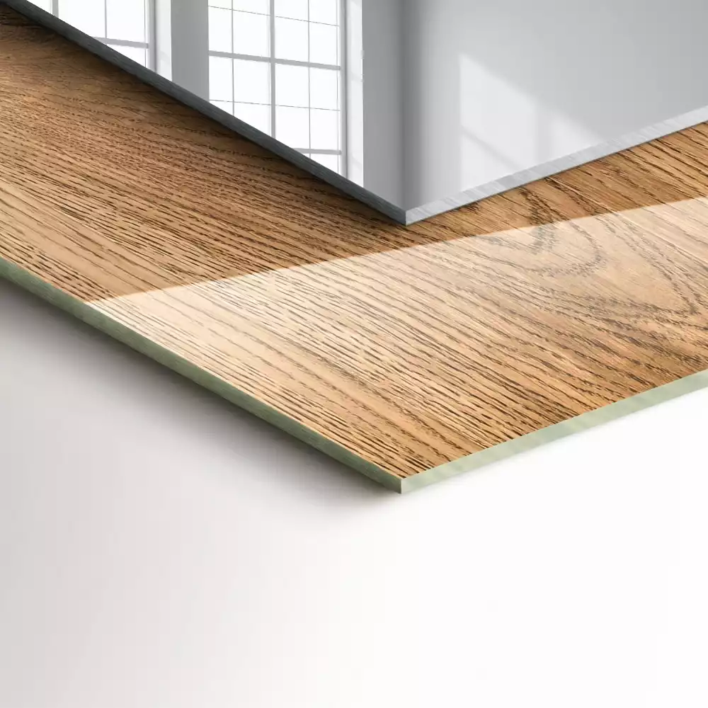 Rechthoekige spiegel met bedrukte lijst Houten textuur