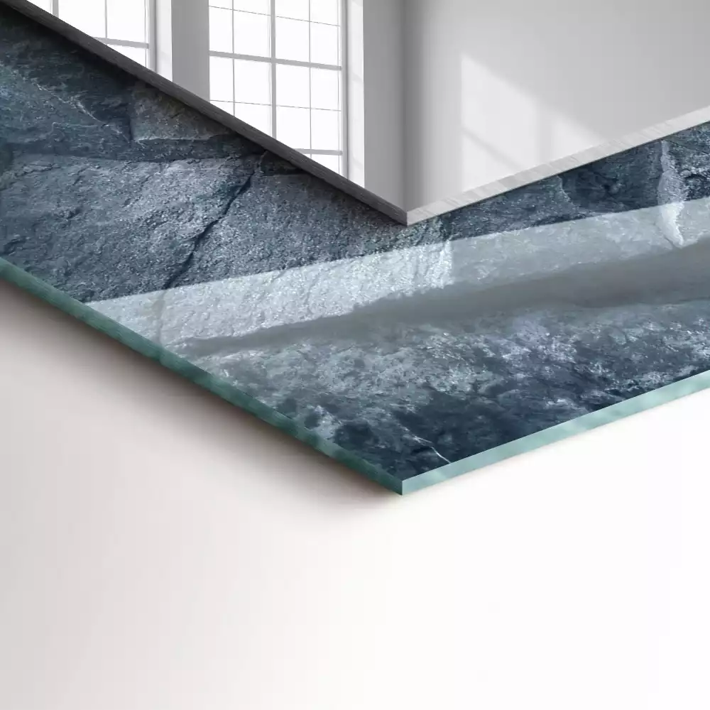 Bedrukte rechthoekige spiegel Rotstextuur steen