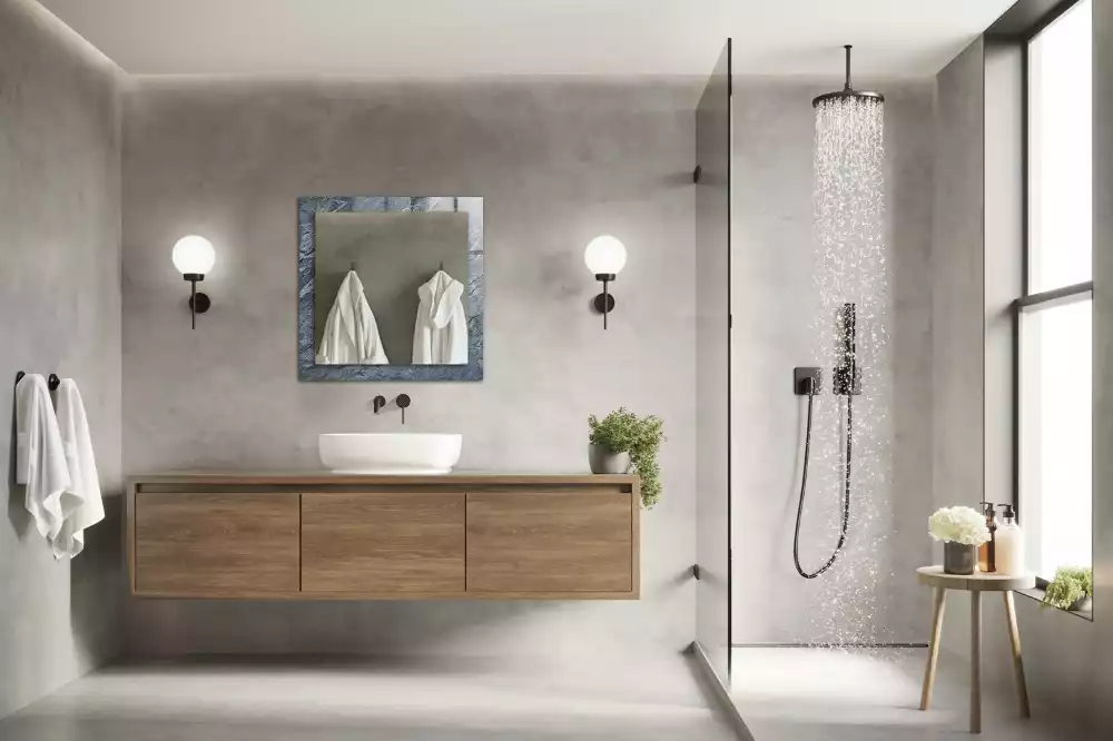 Bedrukte rechthoekige spiegel Rotstextuur steen