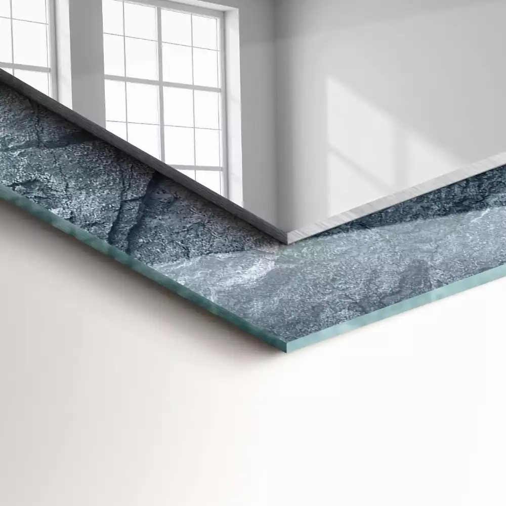 Bedrukte rechthoekige spiegel Rotstextuur steen