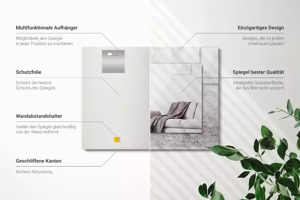 Rechthoekige spiegel met decoratie Betonnen muurtextuur