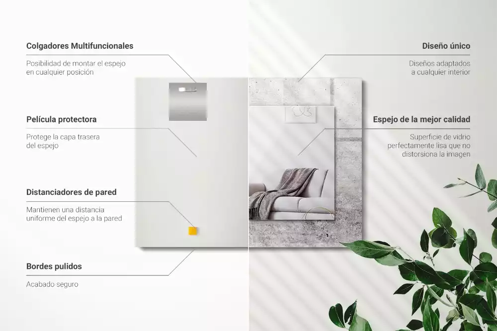 Rechthoekige spiegel met decoratie Betonnen muurtextuur