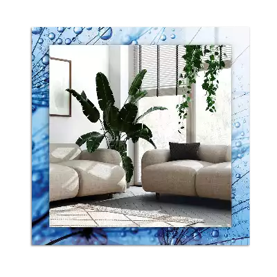 Rechthoekige spiegel lijst met print Druppels op paardenbloemen