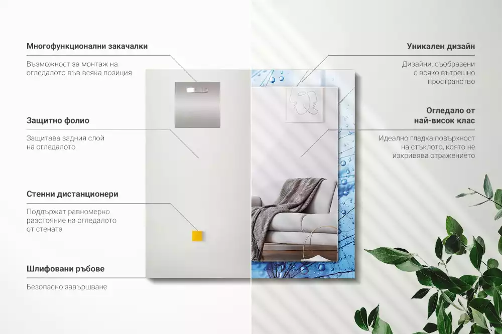 Rechthoekige spiegel lijst met print Druppels op paardenbloemen