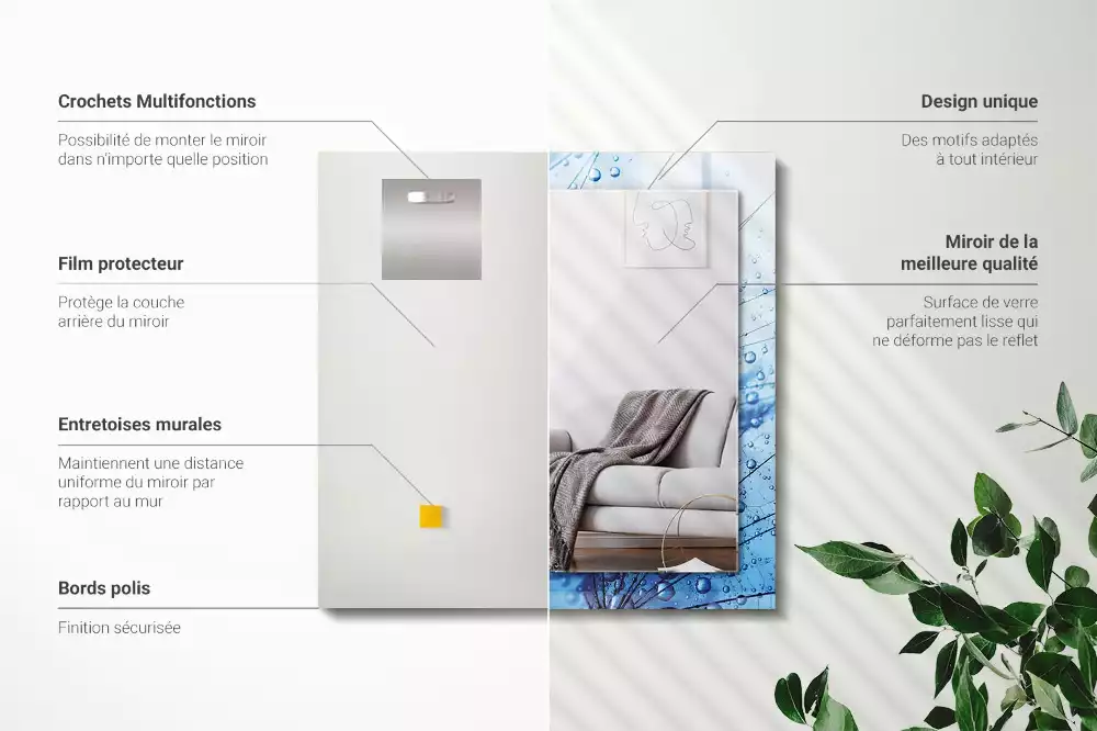 Rechthoekige spiegel lijst met print Druppels op paardenbloemen