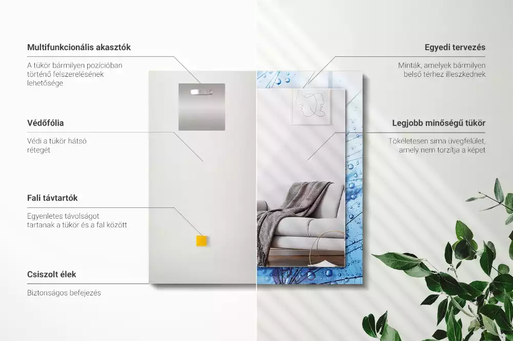 Rechthoekige spiegel lijst met print Druppels op paardenbloemen