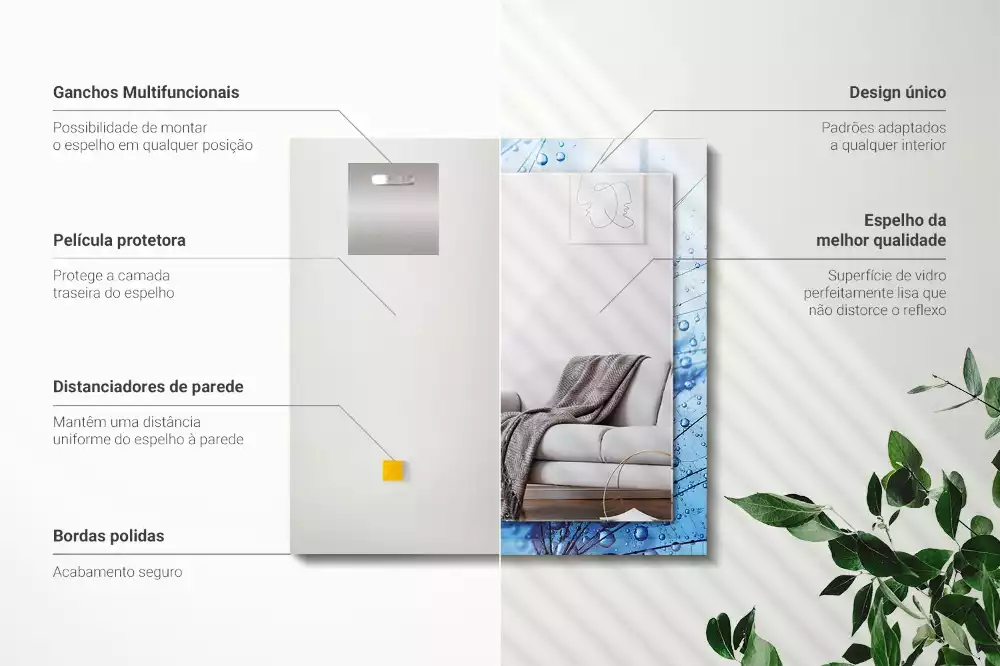 Rechthoekige spiegel lijst met print Druppels op paardenbloemen