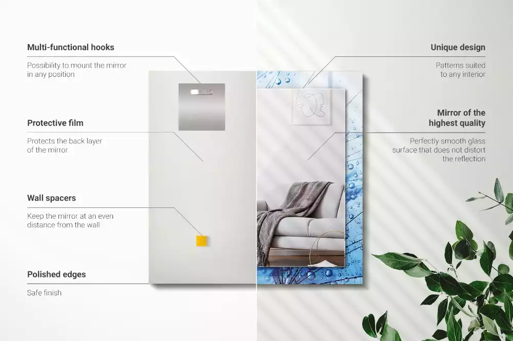 Rechthoekige spiegel lijst met print Druppels op paardenbloemen