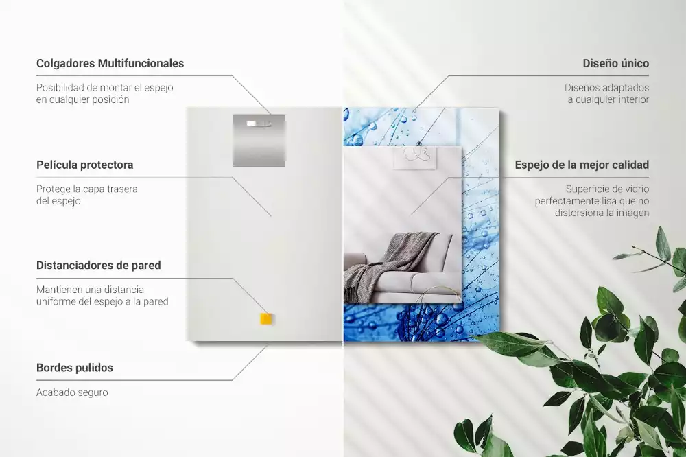 Rechthoekige spiegel lijst met print Druppels op paardenbloemen