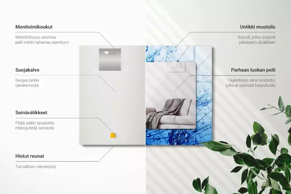 Rechthoekige spiegel lijst met print Druppels op paardenbloemen