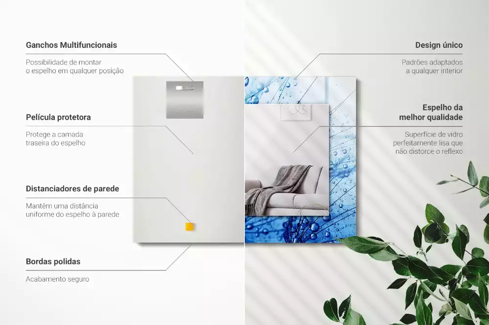 Rechthoekige spiegel lijst met print Druppels op paardenbloemen