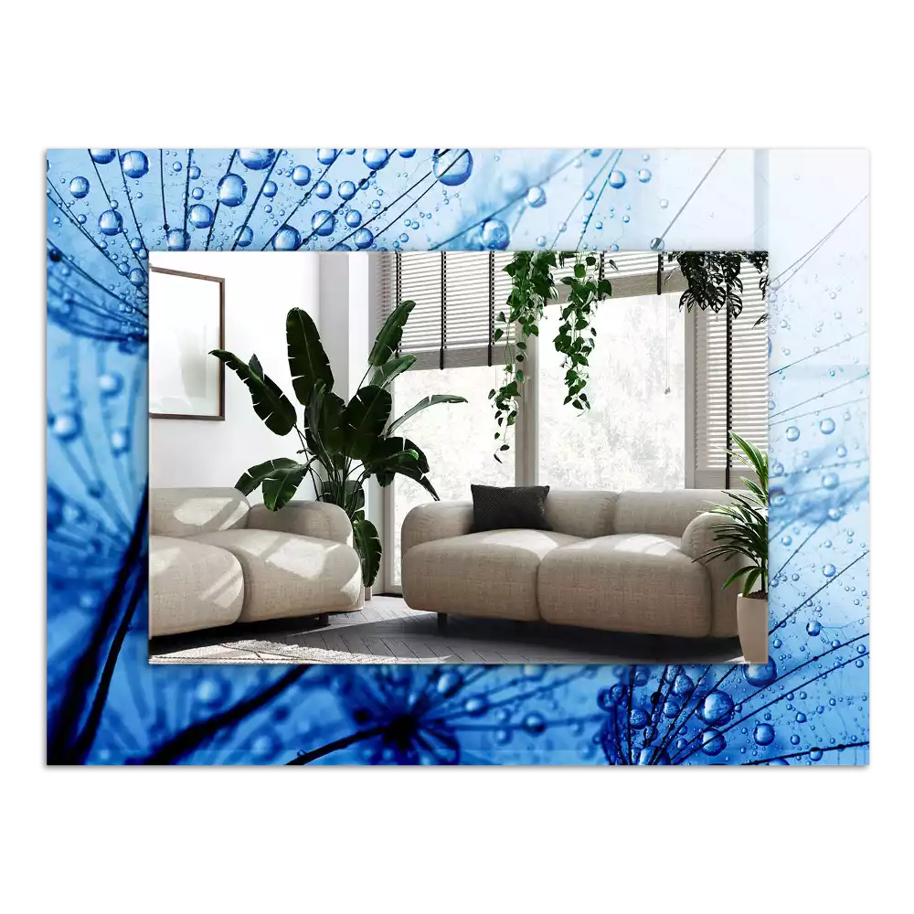 Rechthoekige spiegel lijst met print Druppels op paardenbloemen