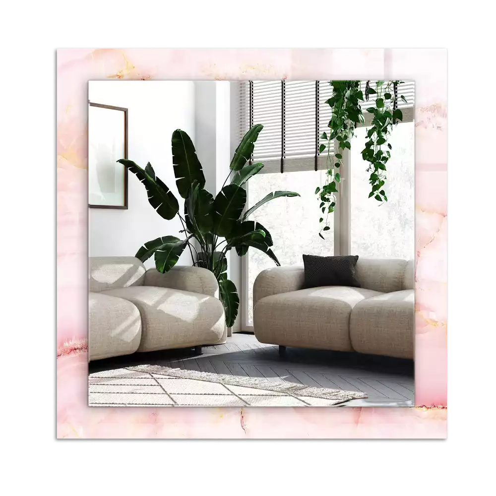 Rechthoekige spiegel met decoratie Roze marmerpatroon