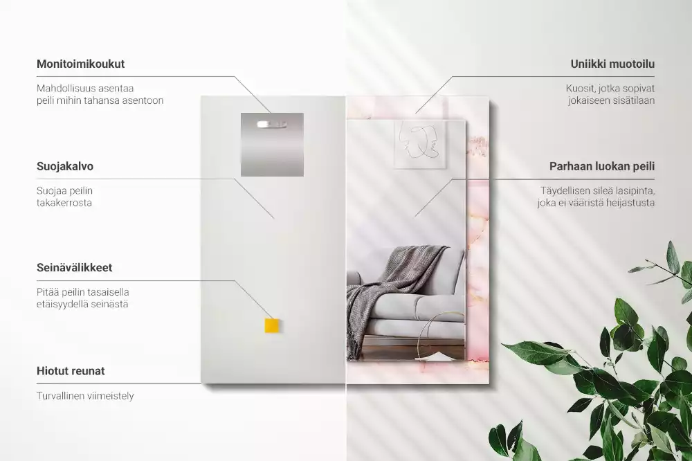 Rechthoekige spiegel met decoratie Roze marmerpatroon