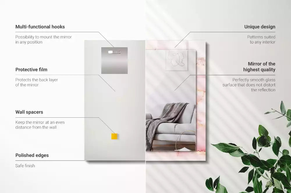 Rechthoekige spiegel met decoratie Roze marmerpatroon