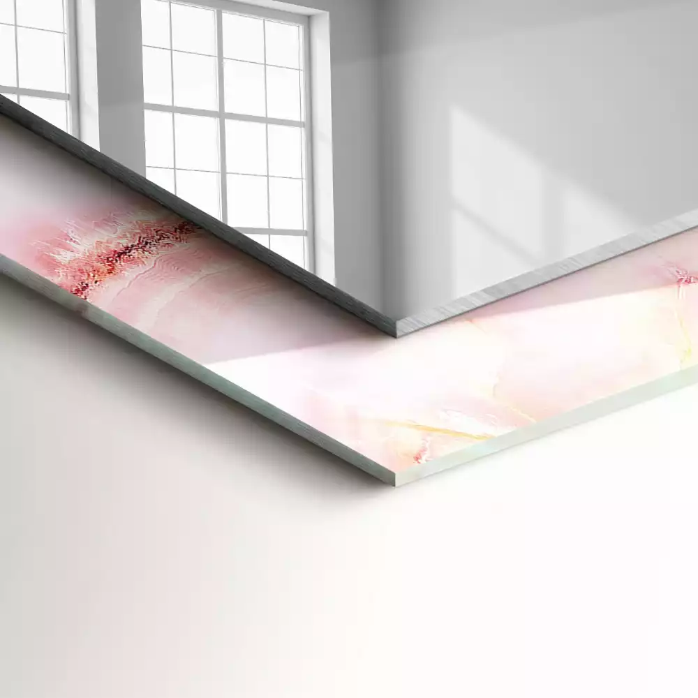 Rechthoekige spiegel met decoratie Roze marmerpatroon