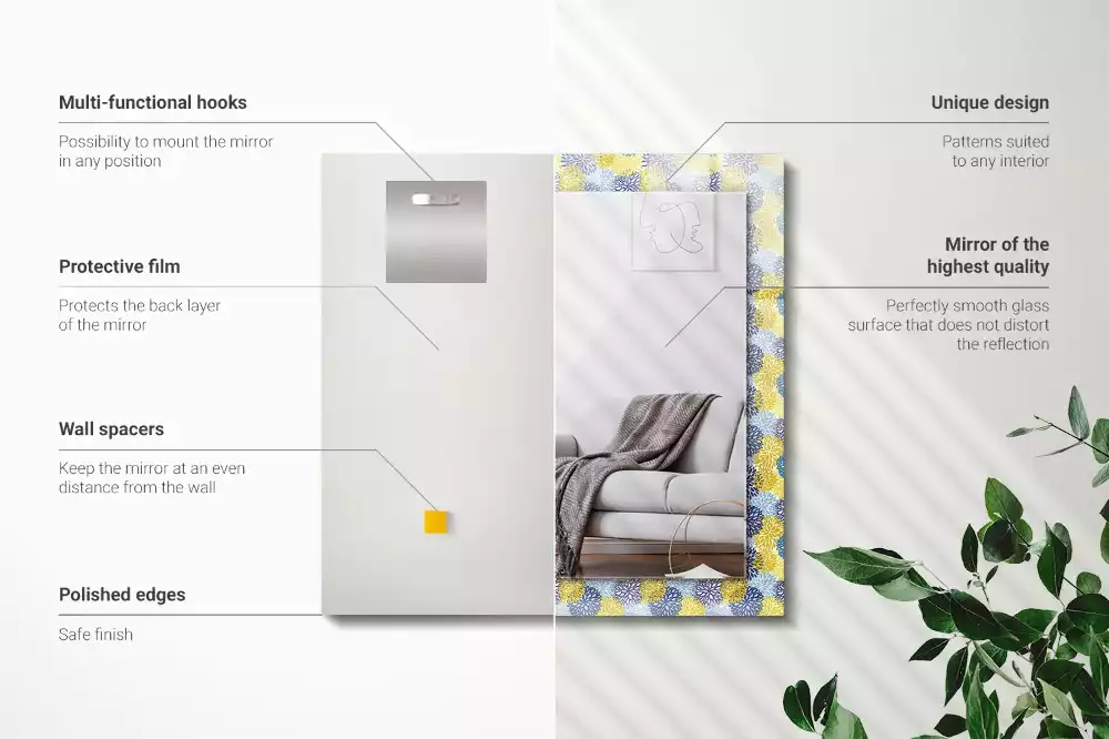 Rechthoekige spiegel lijst met print Kleurrijk bloemenpatroon