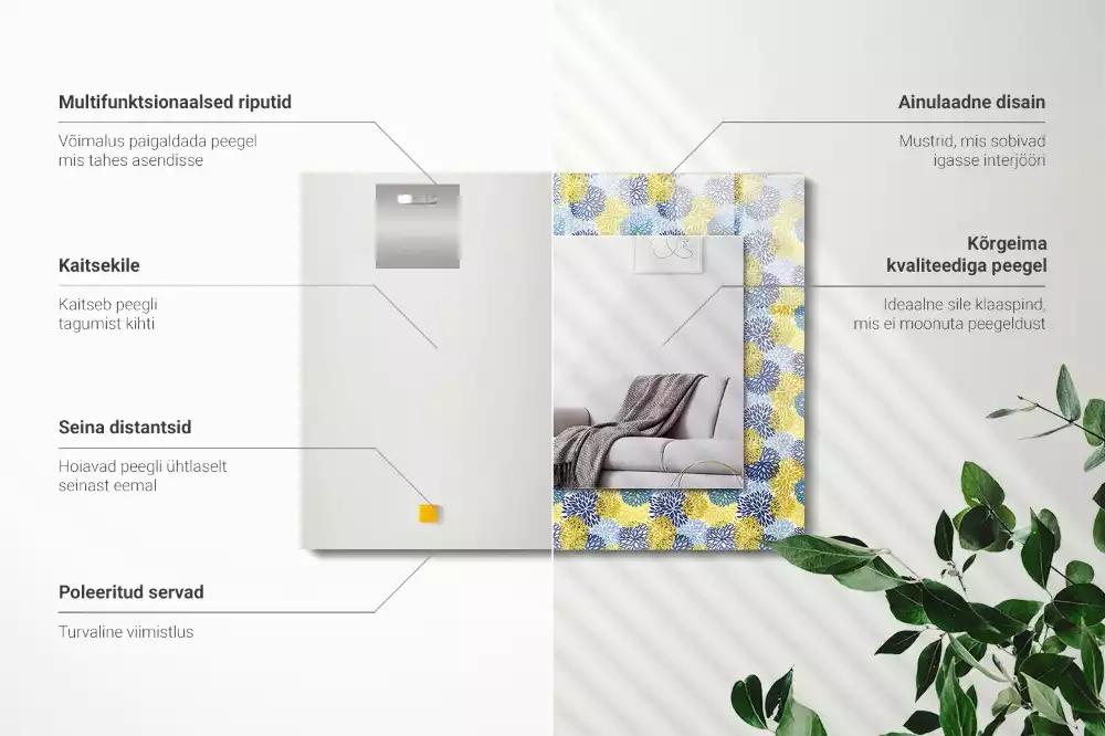 Rechthoekige spiegel lijst met print Kleurrijk bloemenpatroon