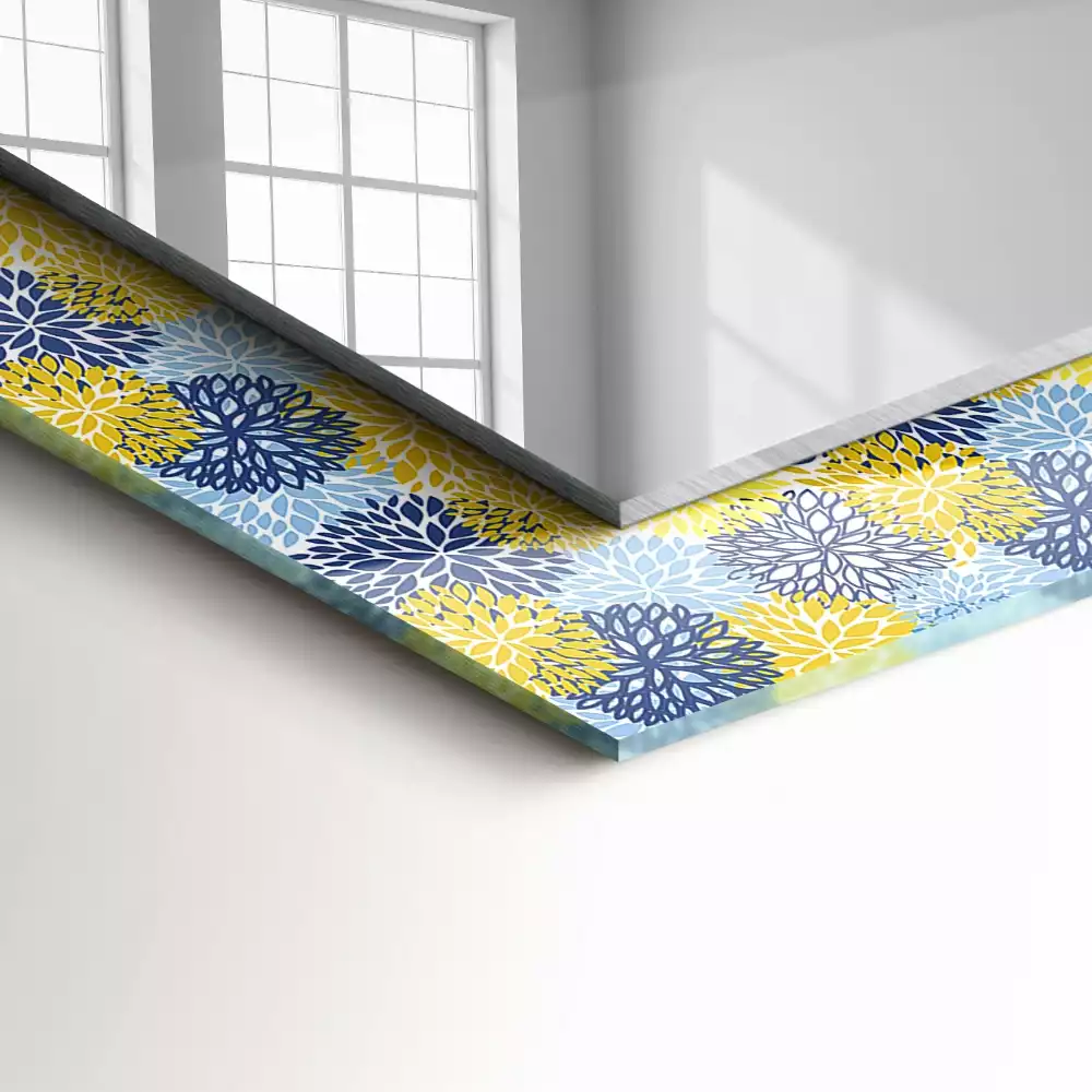 Rechthoekige spiegel lijst met print Kleurrijk bloemenpatroon