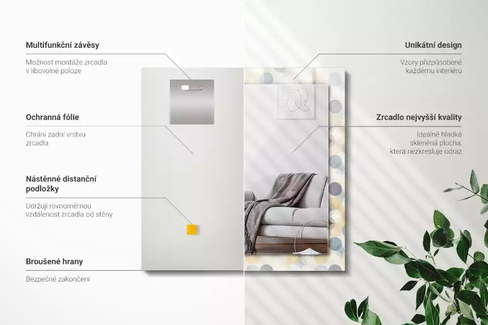 Bedrukte rechthoekige spiegel Kleurrijke ronde patronen