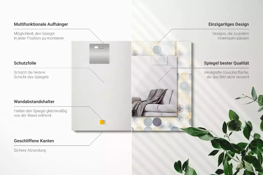 Bedrukte rechthoekige spiegel Kleurrijke ronde patronen