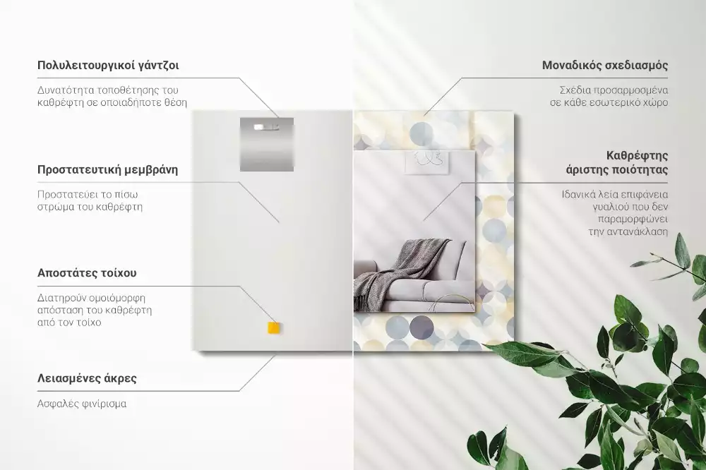 Bedrukte rechthoekige spiegel Kleurrijke ronde patronen