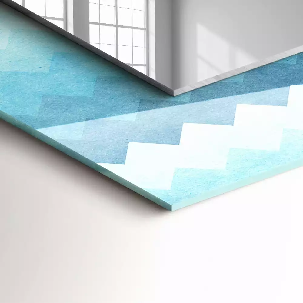 Rechthoekige spiegel met bedrukte lijst Zigzag gradiëntpatroon