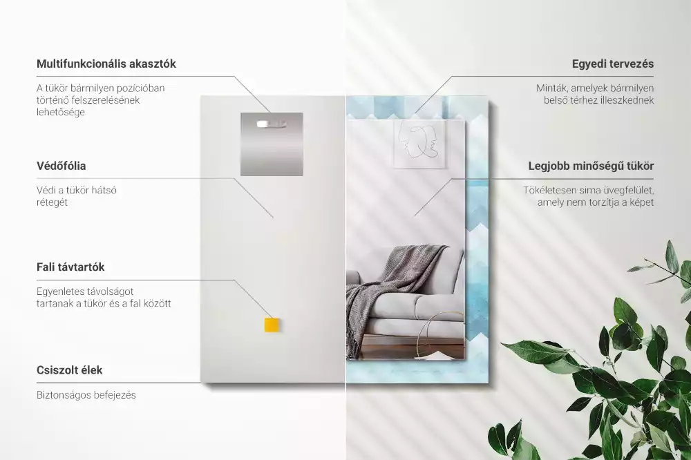 Rechthoekige spiegel met bedrukte lijst Zigzag gradiëntpatroon