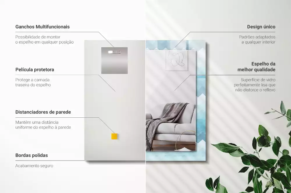 Rechthoekige spiegel met bedrukte lijst Zigzag gradiëntpatroon