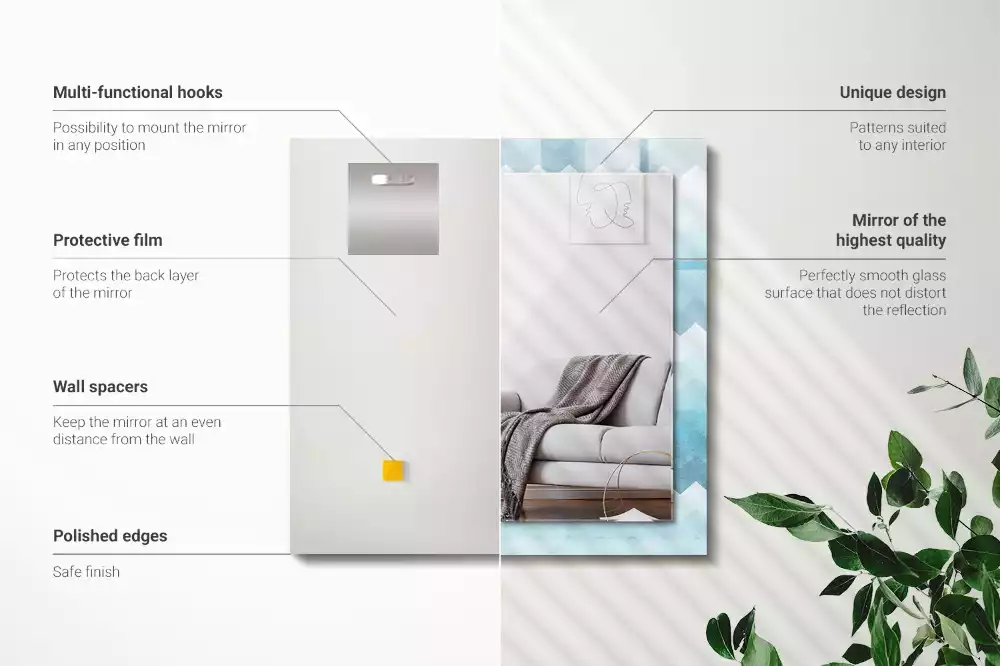 Rechthoekige spiegel met bedrukte lijst Zigzag gradiëntpatroon