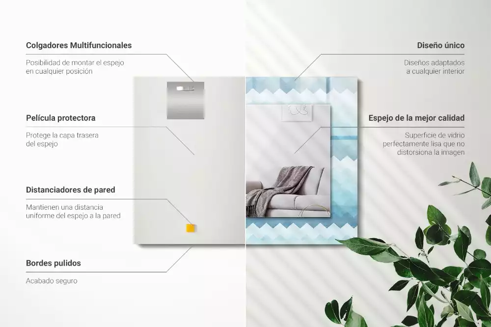 Rechthoekige spiegel met bedrukte lijst Zigzag gradiëntpatroon