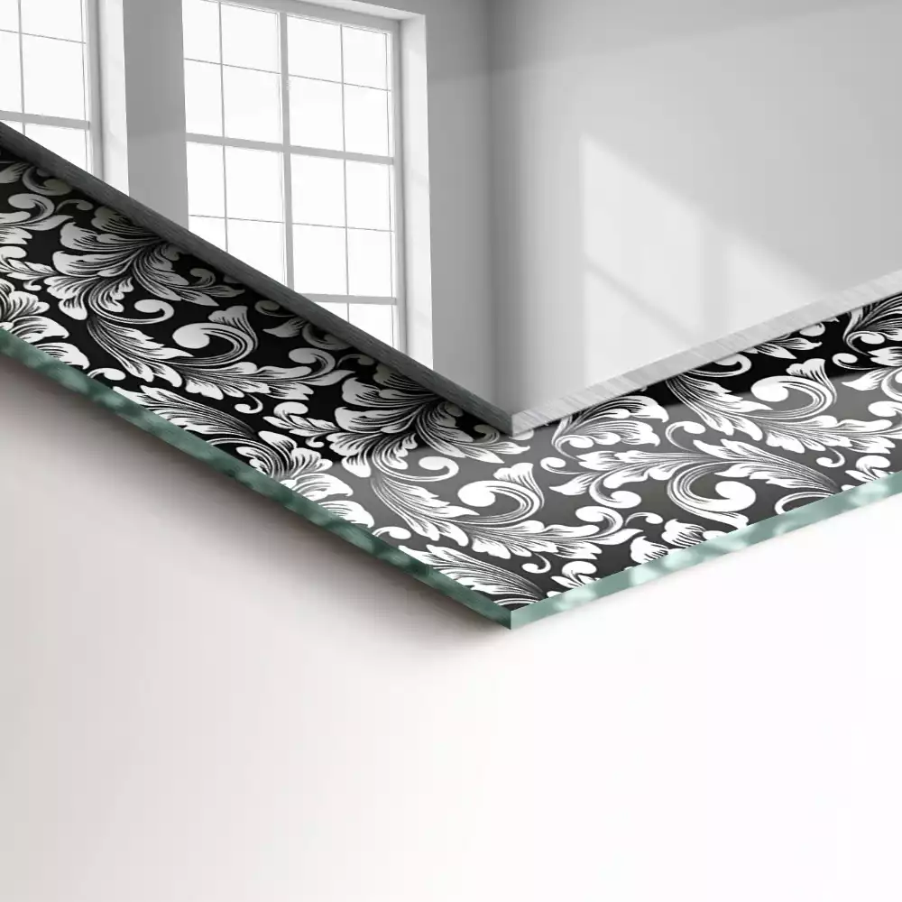 Rechthoekige spiegel met decoratie Zwart-witte ornamenten