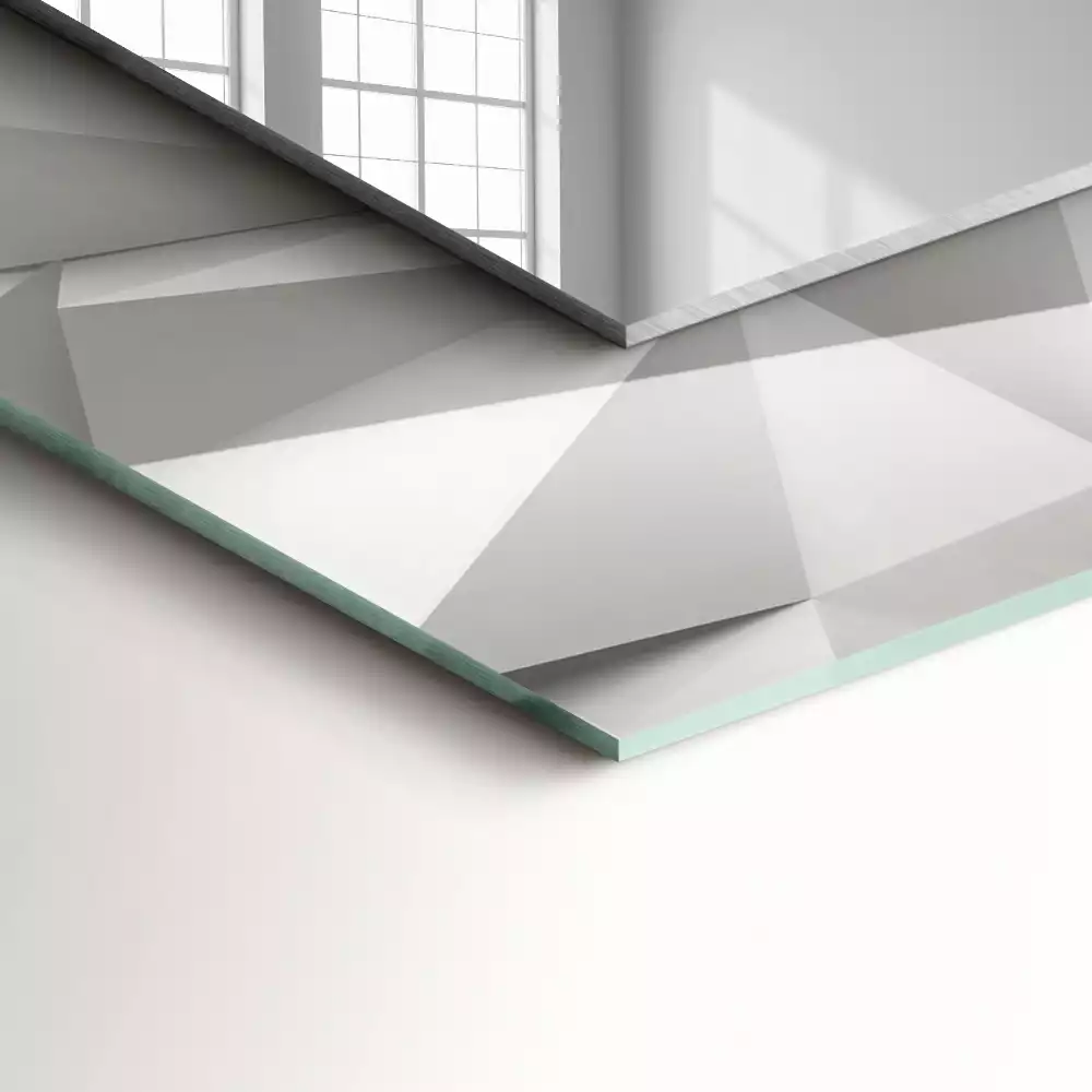Rechthoekige spiegel lijst met print Abstracte geometrische vormen