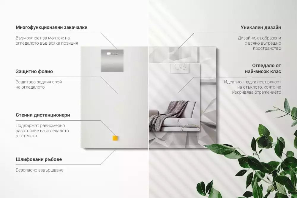 Rechthoekige spiegel lijst met print Abstracte geometrische vormen